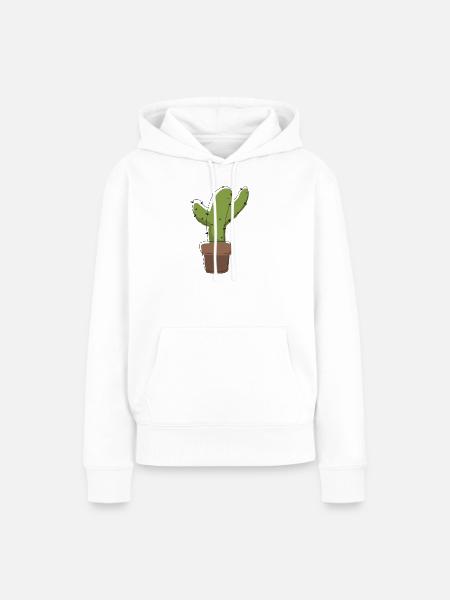 Kaktus im Topf – Grafik-Illustration - Frauen Premium Bio Hoodie - Weiß