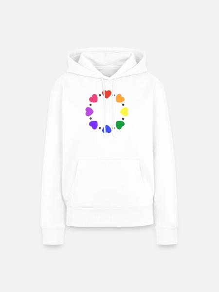 Regenbogen Herzen - Frauen Premium Bio Hoodie - Weiß