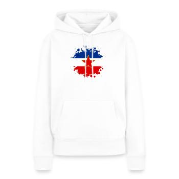 Motif blob drapeau Yougoslavie - Sweat à capuche Premium bio Femme - blanc - Devant - Julia (174cm)