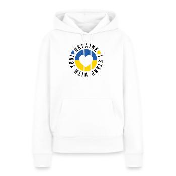 Ukraine! Ich stehe zu dir - Frauen Premium Bio Hoodie - Weiß - Vorne - Julia (174cm)