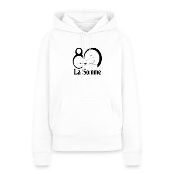 La somme - Sweat à capuche Premium bio Femme - blanc - Devant - Julia (174cm)