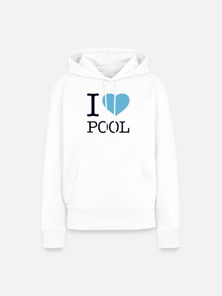I LOVE POOL - Frauen Premium Bio Hoodie - Weiß