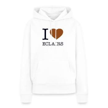 J’ADORE LES ÉCLAIRS - Sweat à capuche Premium bio Femme - blanc - Devant - Julia (174cm)