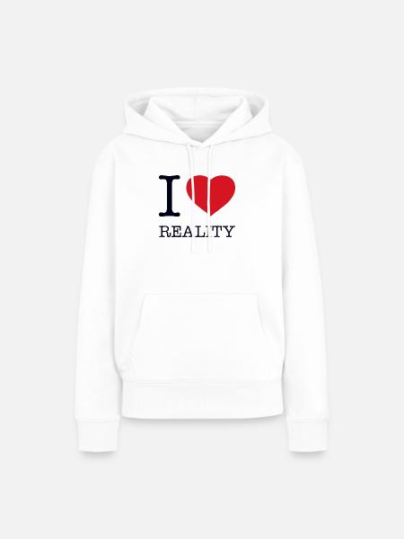 I LOVE REALITY - Frauen Premium Bio Hoodie - Weiß