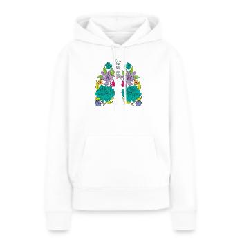 un poumon de roses - Sweat à capuche Premium bio Femme - blanc - Devant - Julia (174cm)