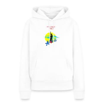 Polynésie - Sweat à capuche Premium bio Femme - blanc - Devant - Julia (174cm)