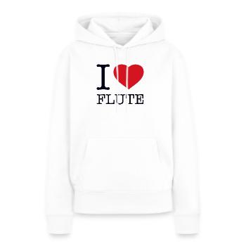I LOVE FLUTE Flöte - Frauen Premium Bio Hoodie - Weiß - Vorne - Julia (174cm)