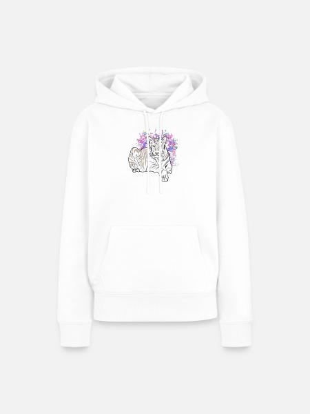 LIEGENDER TIGER - Frauen Premium Bio Hoodie - Weiß