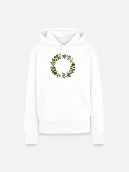 Grüner Blätterkranz - Frauen Premium Bio Hoodie - Weiß