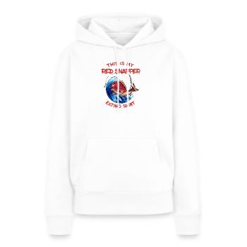 Red Snapper Eating Shirt - lustiger Fisch Angeln - Frauen Premium Bio Hoodie - Weiß - Vorne - Julia (174cm)