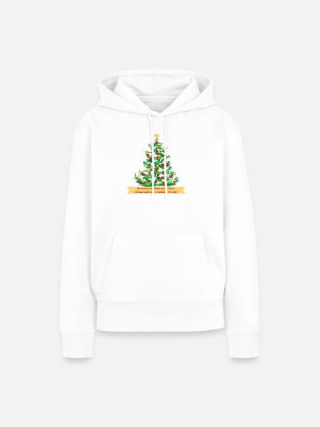 Weihnachtsbaum rot goldener Christbaumschmuck - Frauen Premium Bio Hoodie - Weiß