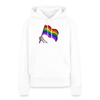 Drapeau arc-en-ciel Lgbt Sexualité homosexuelle - Sweat à capuche Premium bio Femme - blanc - Devant - Julia (174cm)