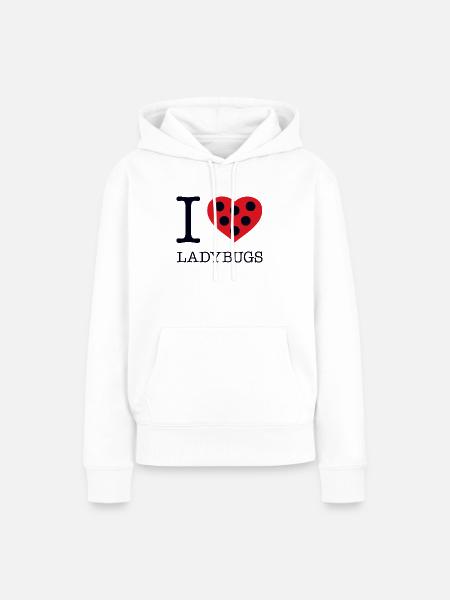 I LOVE LADYBUGS - Frauen Premium Bio Hoodie - Weiß