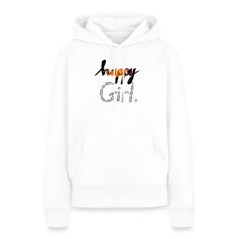 fille heureuse - Sweat à capuche Premium bio Femme - blanc - Devant - Julia (174cm)