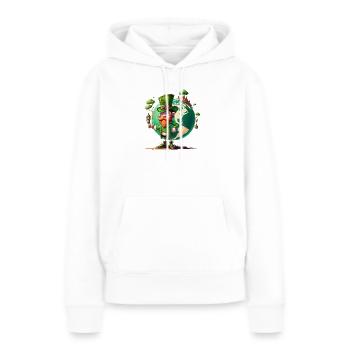 Weltglücks-Leprechaun - Frauen Premium Bio Hoodie - Weiß - Vorne - Julia (174cm)