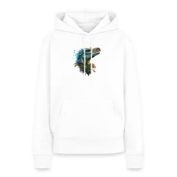 Vélociraptor bleu - Sweat à capuche Premium bio Femme - blanc - Devant - Julia (174cm)