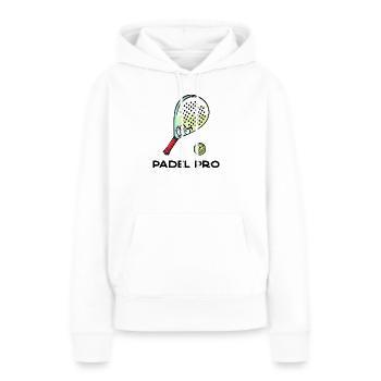 Déclaration de recul Racket Ball Déclaration Padel - Sweat à capuche Premium bio Femme - blanc - Devant - Julia (174cm)