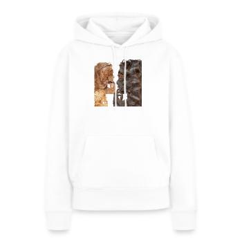 Profil de femme perplexe - Sweat à capuche Premium bio Femme - blanc - Devant - Julia (174cm)