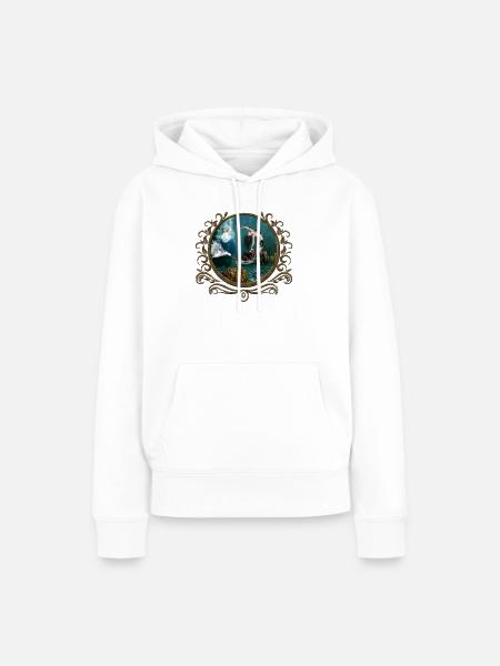 Wunderbare Steampunk-Meerjungfrau in der Tiefsee - Frauen Premium Bio Hoodie - Weiß
