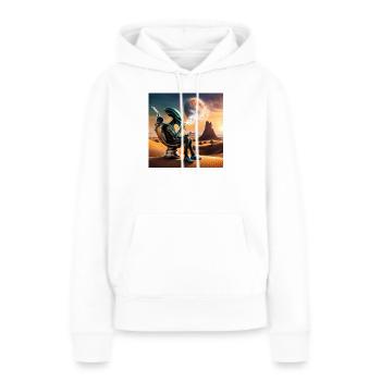 Wüstenalien im Neonrauch - Frauen Premium Bio Hoodie - Weiß - Vorne - Julia (174cm)