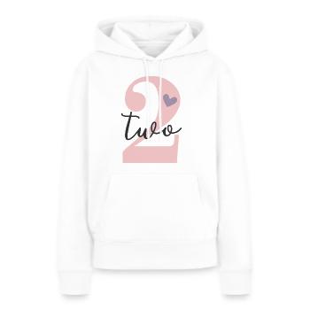 2e anniversaire deux deux - Sweat à capuche Premium bio Femme - blanc - Devant - Julia (174cm)