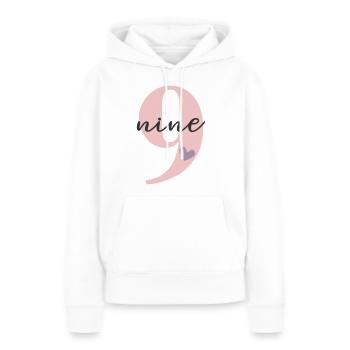 9e anniversaire neuf neuf - Sweat à capuche Premium bio Femme - blanc - Devant - Julia (174cm)