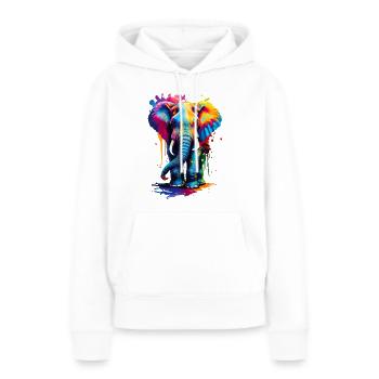 Elefant Farbenfroh - Stosszähne Elefant Rüsseltier - Frauen Premium Bio Hoodie - Weiß - Vorne - Julia (174cm)