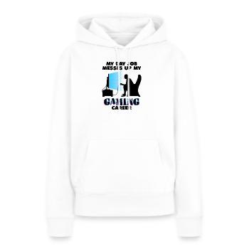 Carrière Gamer Déclaration Bourreau de travail Travail Emploi - Sweat à capuche Premium bio Femme - blanc - Devant - Julia (174cm)