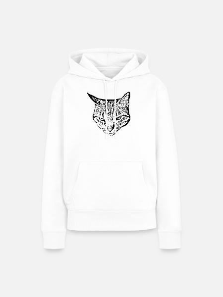 Katze schwarz Katzenkopf - Frauen Premium Bio Hoodie - Weiß