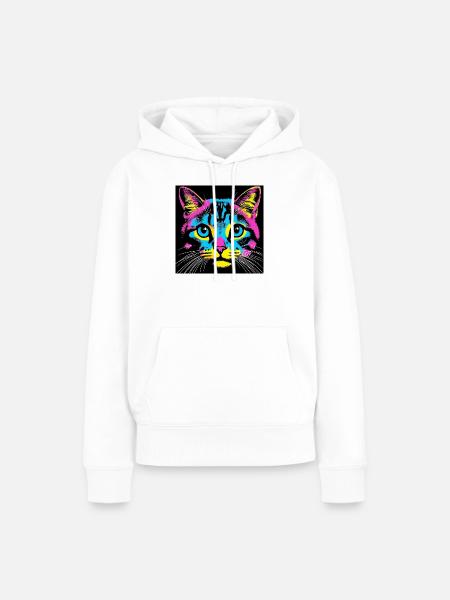 Katze Pop Art - Frauen Premium Bio Hoodie - Weiß