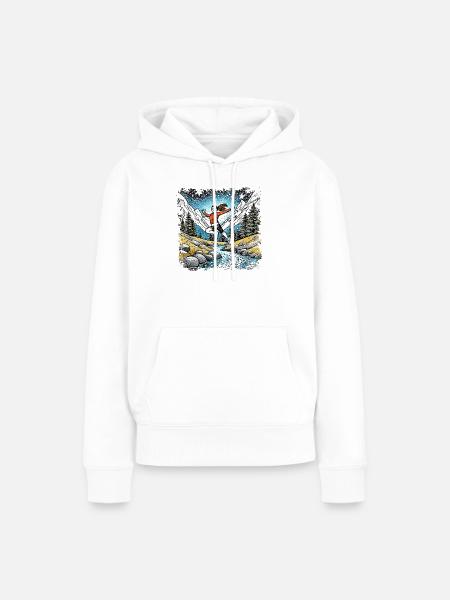 sportliches Mädchen | Bergbach - Frauen Premium Bio Hoodie - Weiß