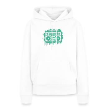 Cyan Ghettoblaster (durchsichtig) - Frauen Premium Bio Hoodie - Weiß - Vorne - Julia (174cm)