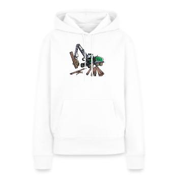 Boiseries, Bois, Bois, Bois, Bûcheron, Tronçonneuse, Forestier - Sweat à capuche Premium bio Femme - blanc - Devant - Julia (174cm)
