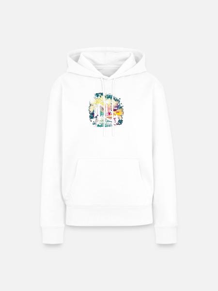 Berliner Farbspritzer Skyline - Frauen Premium Bio Hoodie - Weiß