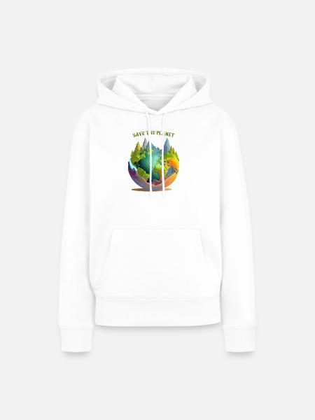 Rette den Planeten - Frauen Premium Bio Hoodie - Weiß