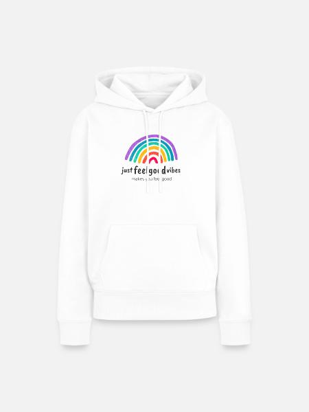 JustFeelgoodVibes Signature - Frauen Premium Bio Hoodie - Weiß