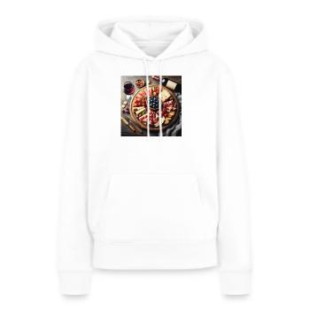 Jambon serrano et fromage - Sweat à capuche Premium bio Femme - blanc - Devant - Julia (174cm)
