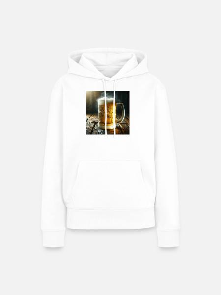 Bierkrug - Frauen Premium Bio Hoodie - Weiß