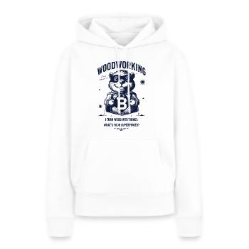 Biber-Holzarbeiten - Frauen Premium Bio Hoodie - Weiß - Vorne - Julia (174cm)
