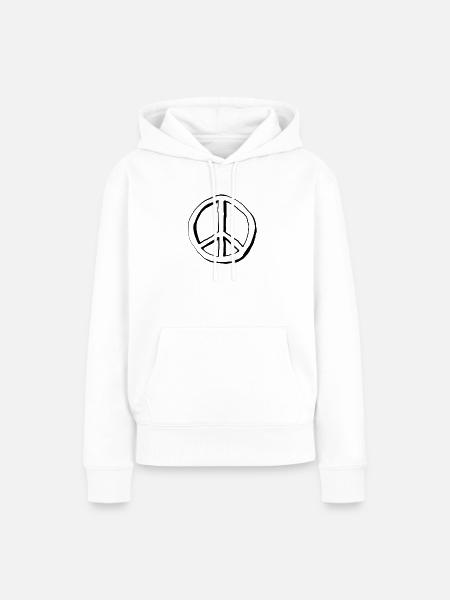 Peace-Zeichen - Frauen Premium Bio Hoodie - Weiß