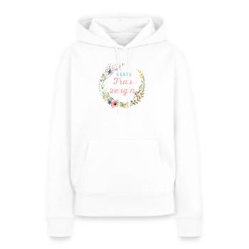 Braut Mädels-Trauzeugin! Personalisierbar - Frauen Premium Bio Hoodie - Weiß - Vorne - Julia (174cm)