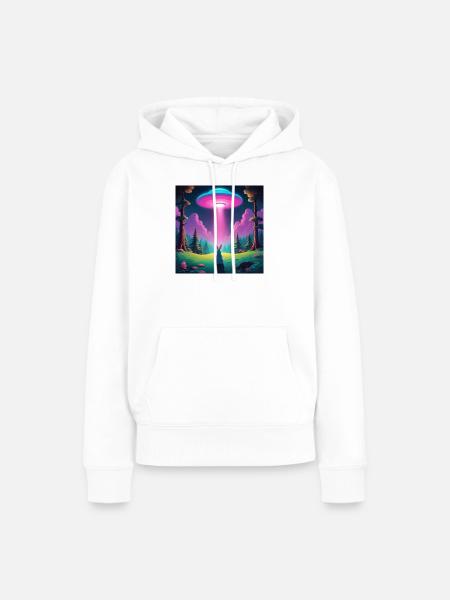 UFO mit Hase - Frauen Premium Bio Hoodie - Weiß