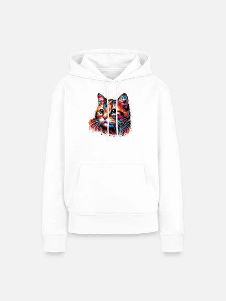 Katze - Frauen Premium Bio Hoodie - Weiß