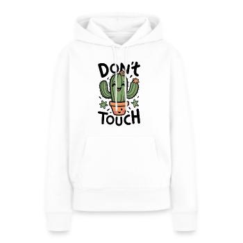 Ne pas toucher - Sweat à capuche Premium bio Femme - blanc - Devant - Julia (174cm)