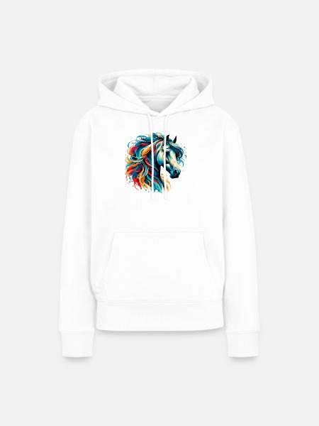 Pferd - Frauen Premium Bio Hoodie - Weiß