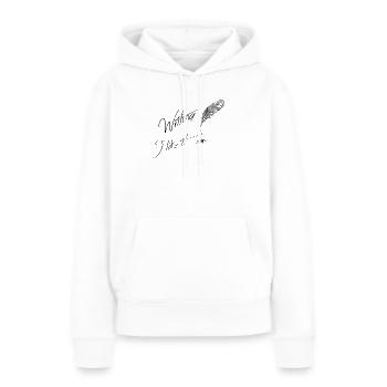 Writing i like it - Sweat à capuche Premium bio Femme - blanc - Devant - Julia (174cm)