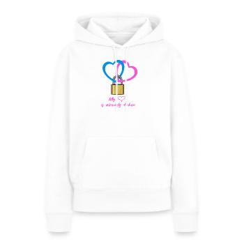 Mein Herz ist schon vergeben - Frauen Premium Bio Hoodie - Weiß - Vorne - Julia (174cm)