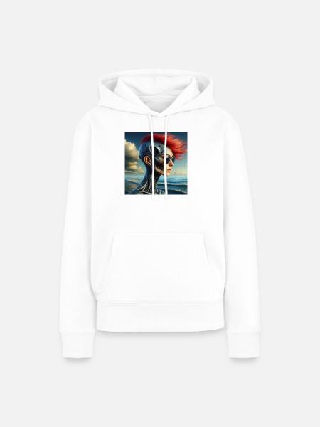 Cyberpunk-Frau - Frauen Premium Bio Hoodie - Weiß