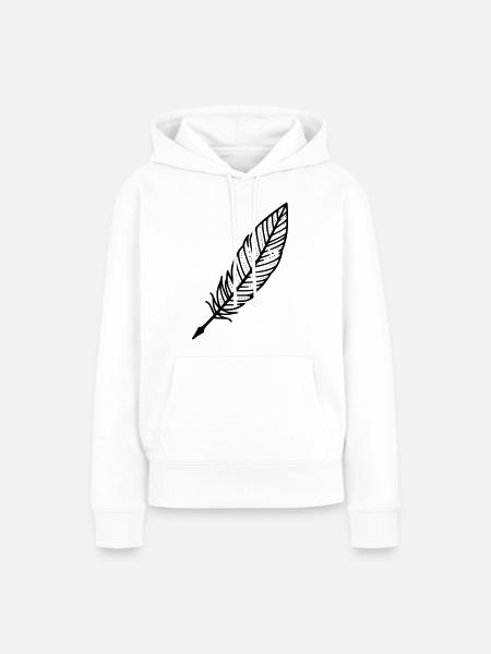 Feder Schreibfeder - Frauen Premium Bio Hoodie - Weiß