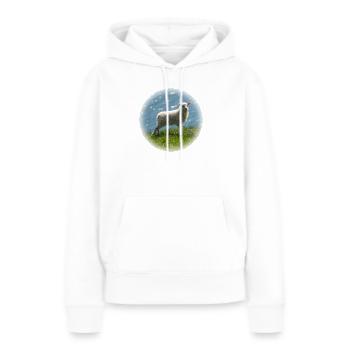 Junges Island Schaf auf Wiese - Frauen Premium Bio Hoodie - Weiß - Vorne - Julia (174cm)
